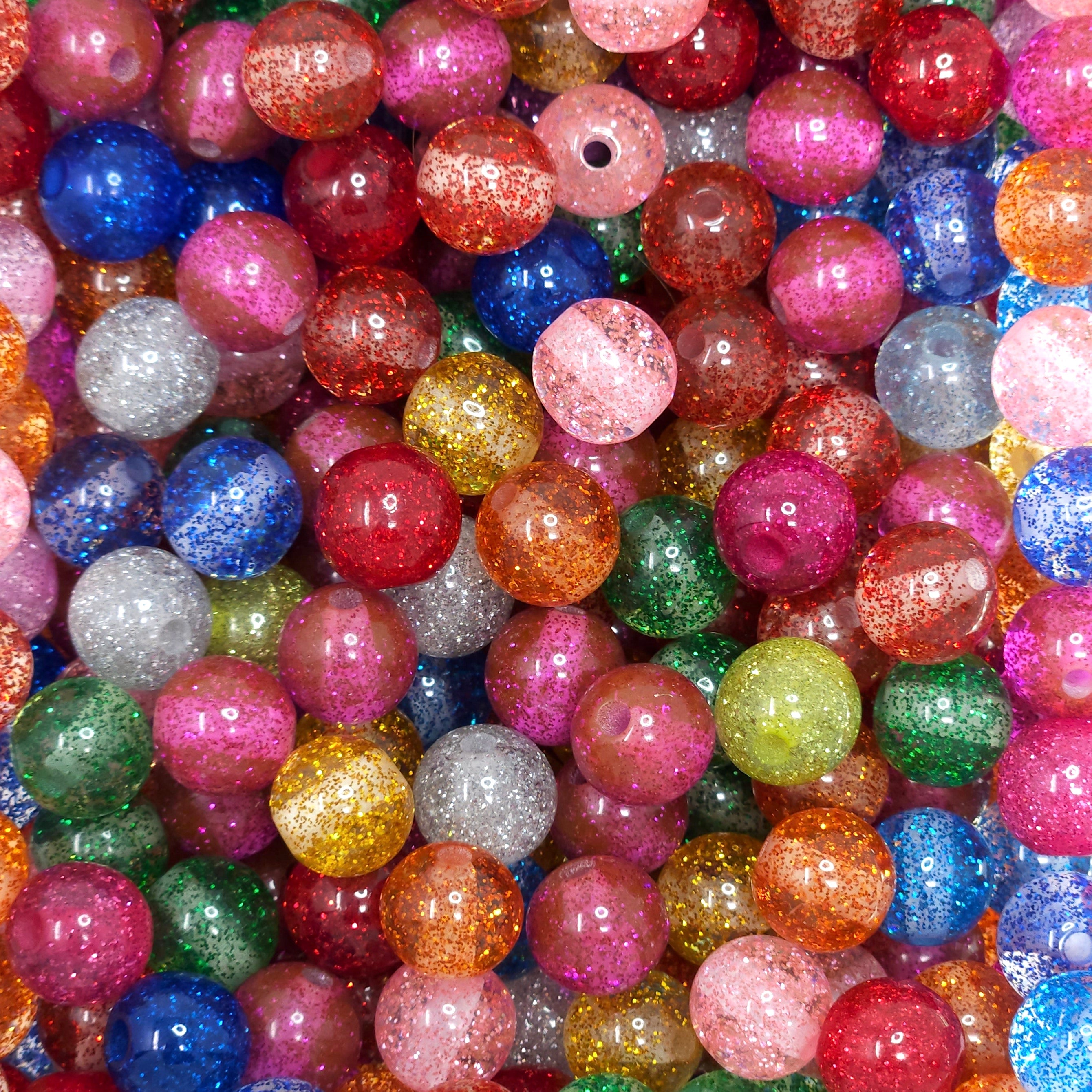 12mm Glitter Beads Rainbow Palette Beads