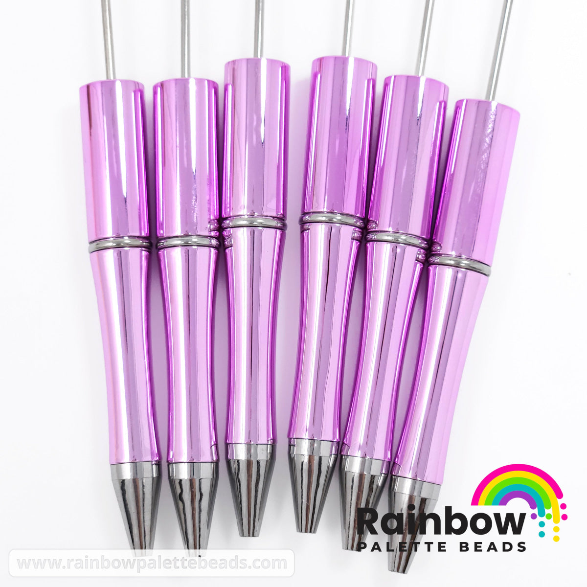 UV Metallic PurplyPink Beadable Plastic Pen Rainbow Palette Beads