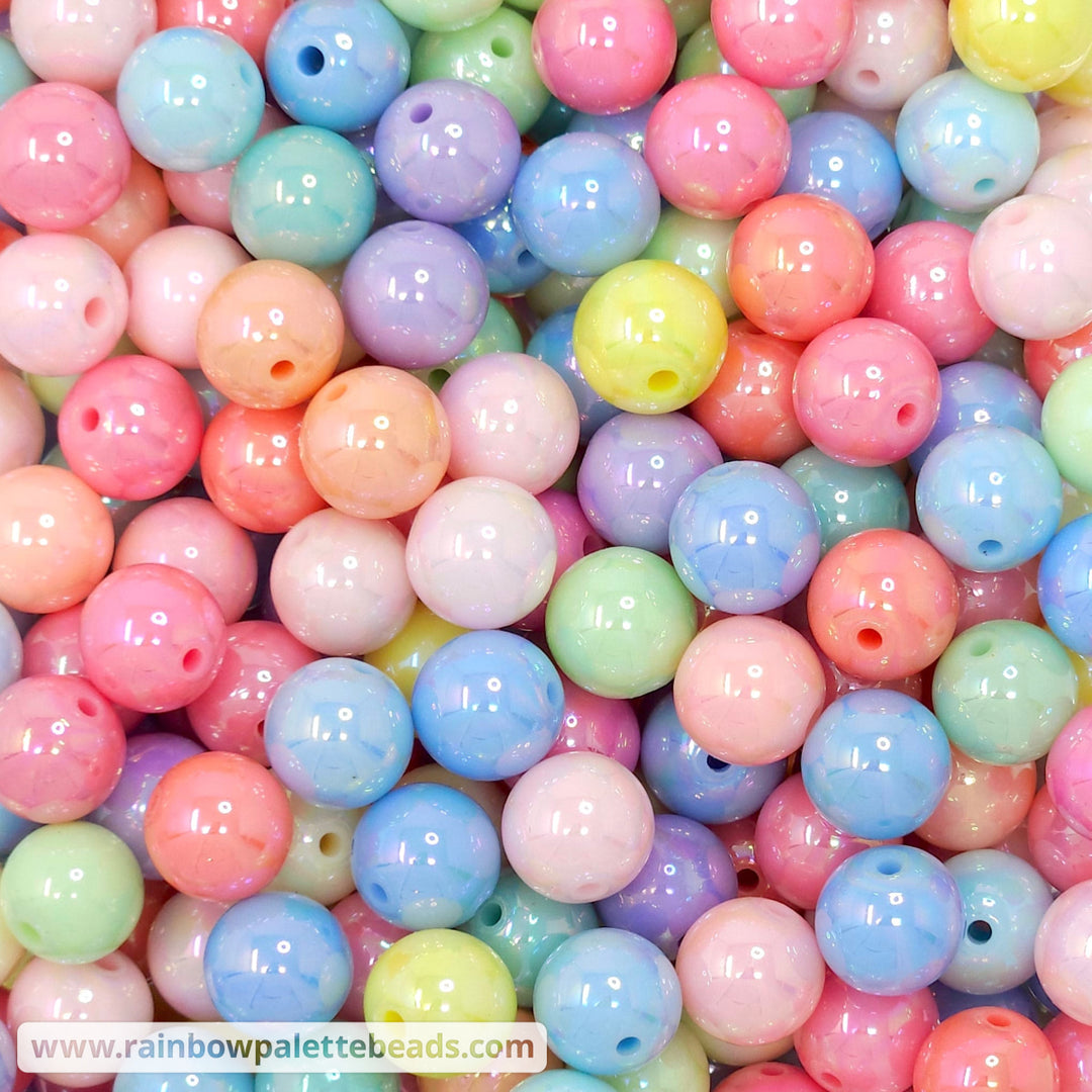 12mm AB Pastel Solid Bead Mix (10 beads) Beads