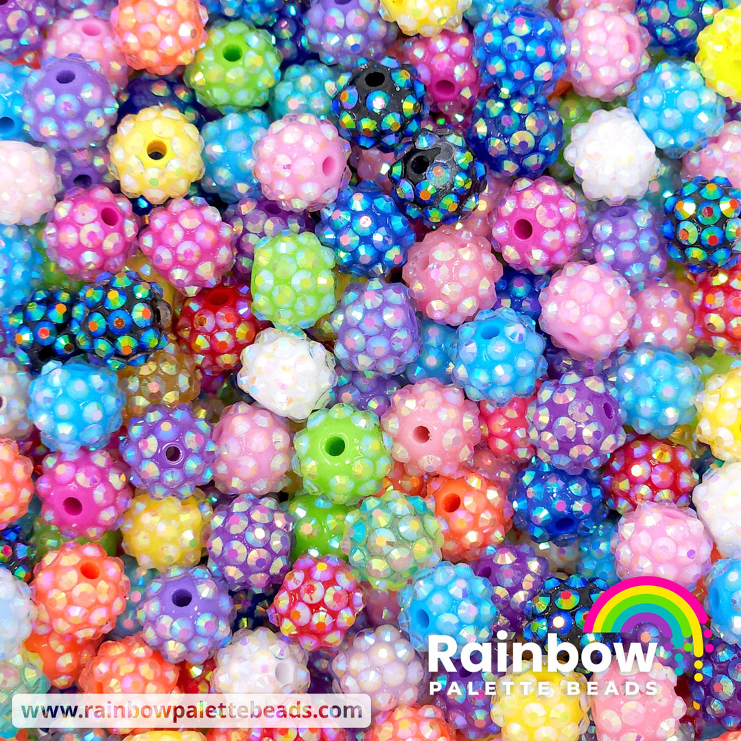 12mm Assorted Acrylic Rhinestone Bead Mix (10 beads) Beads