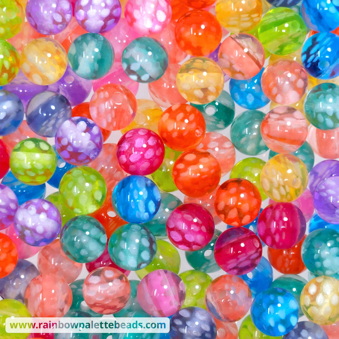 12mm Assorted Color Polka Dot Jelly Acrylic Bead Mix (10 beads) Beads