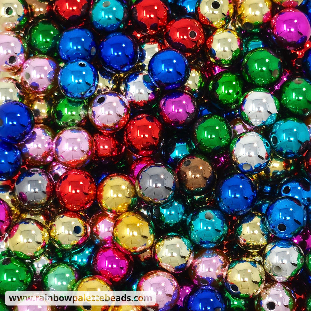 12mm Assorted Color UV Mirror Acrylic Bead Mix (10 beads) Beads