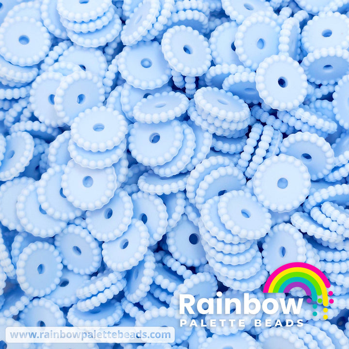 12mm Baby Blue Thin Dots Silicone Spacer Beads (multipack) Beads