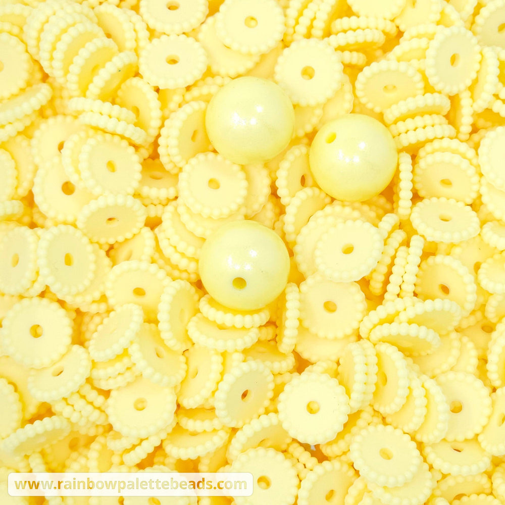 12mm Baby Yellow Thin Dots Silicone Spacer Beads (multipack) Beads