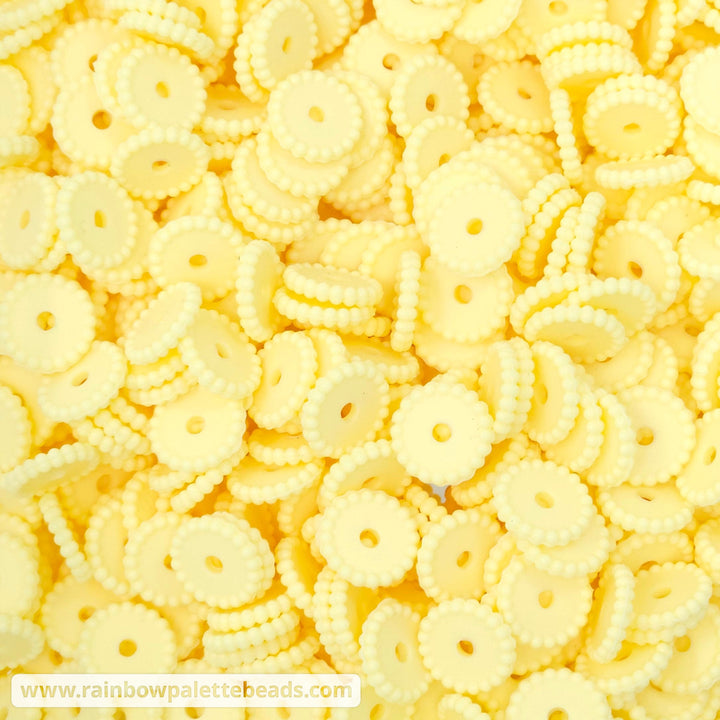 12mm Baby Yellow Thin Dots Silicone Spacer Beads (multipack) Beads
