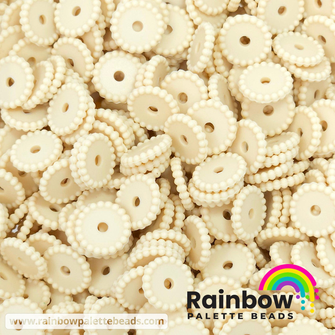 12mm Beige Thin Dots Silicone Spacer Beads (multipack) Beads