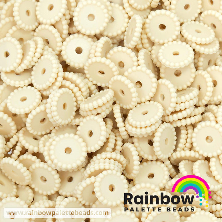 12mm Beige Thin Dots Silicone Spacer Beads (multipack) Beads
