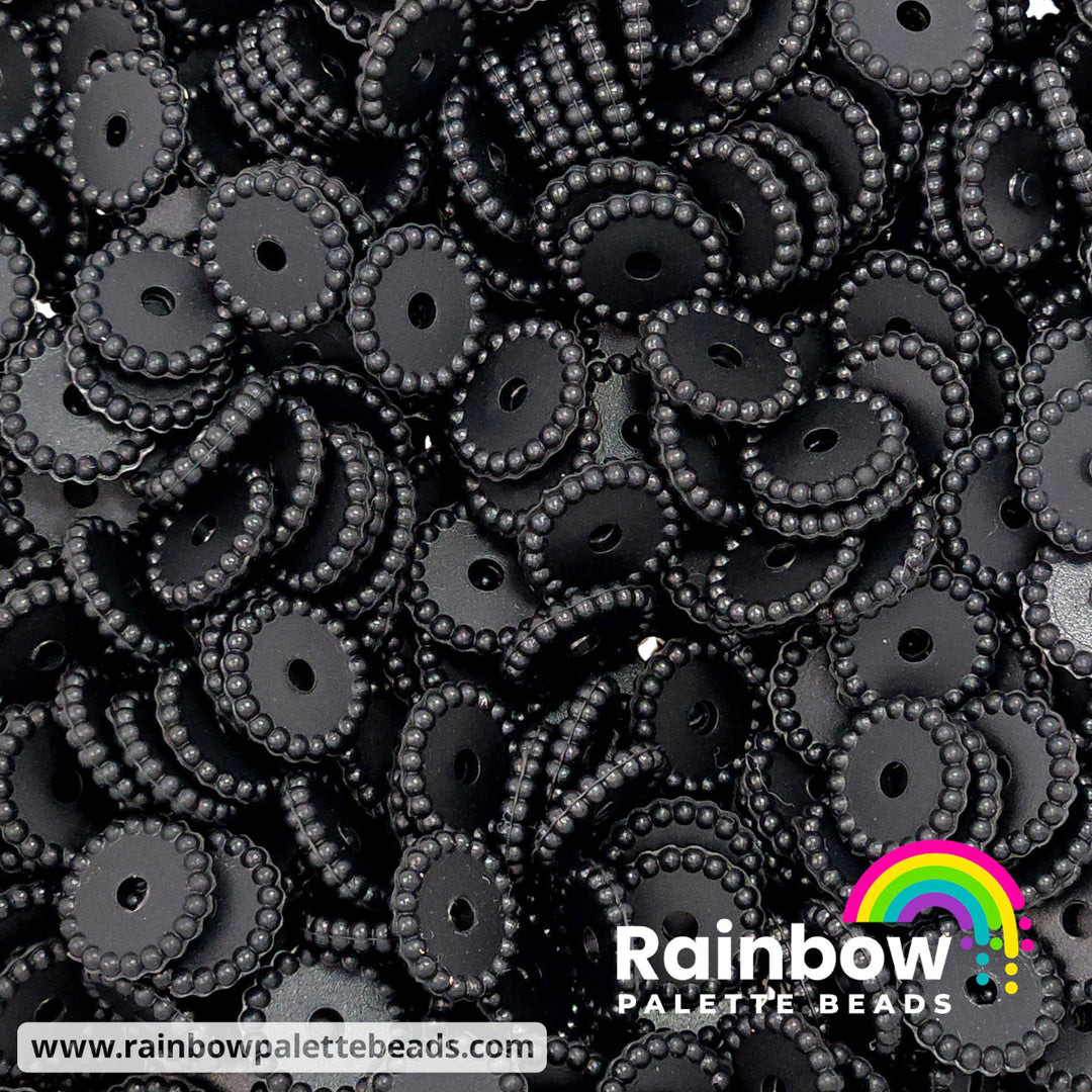 12mm Black Thin Dots Silicone Spacer Beads (multipack) Beads