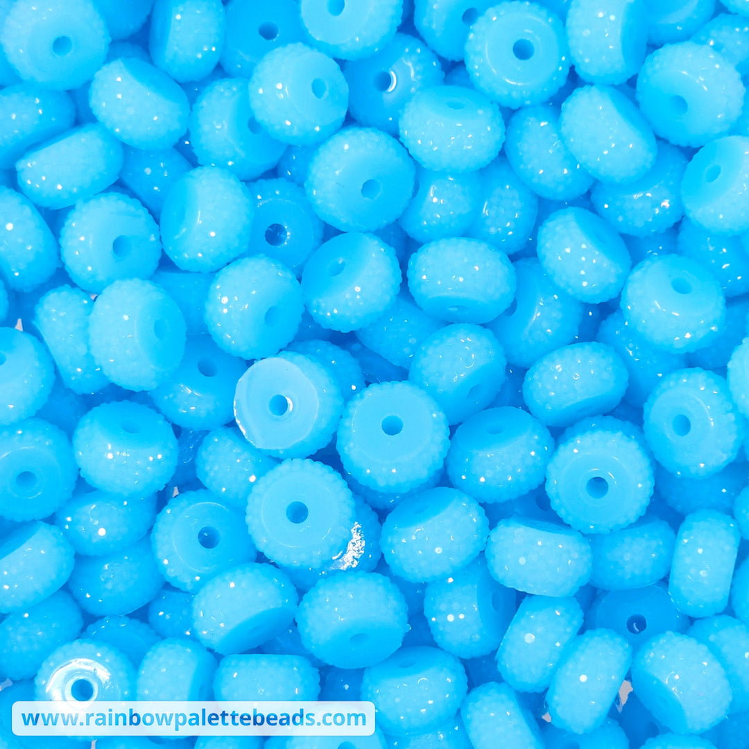 12mm Bright Baby Blue Abacus Acrylic Spacer Beads (20 Beads)