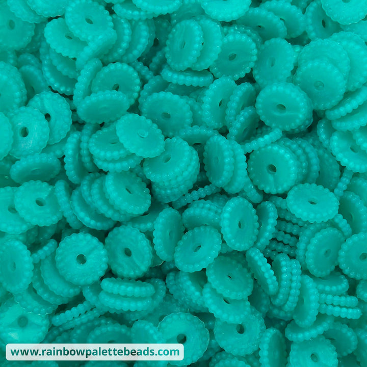 12mm Caribbean Green Pearl Thin Dots Silicone Spacer Beads (multipack) Beads