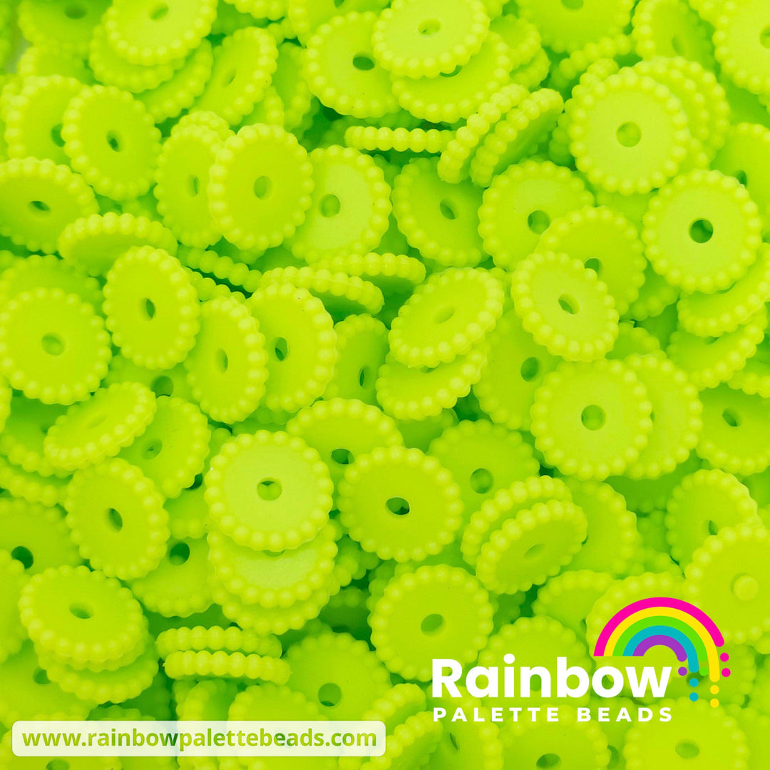 12mm Chartreuse Thin Dots Silicone Spacer Beads (multipack) Beads
