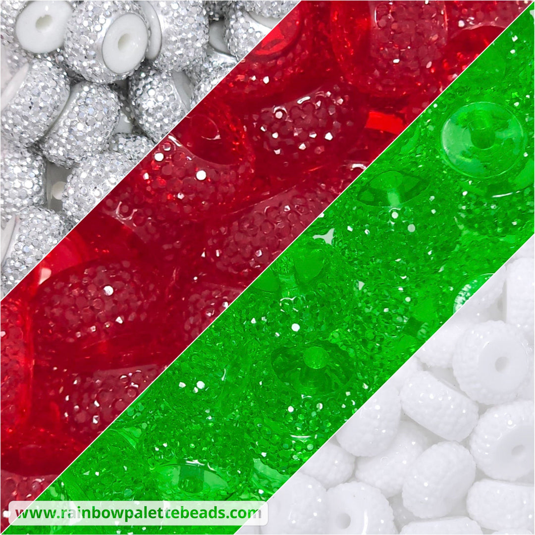 12mm Christmas Abacus Acrylic Spacer Bead Mix (40 Beads)