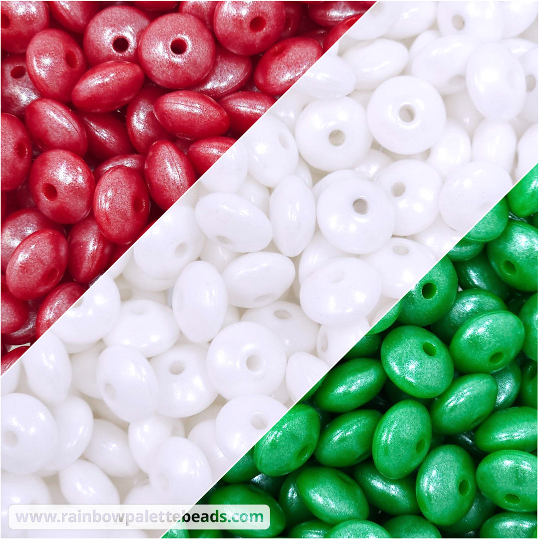 * 12mm Christmas Shimmer Pearl Lentil Spacer Silicone Bead Mix (30 beads) Beads