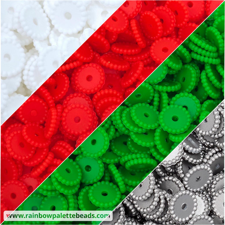 12mm Christmas Thin Dots Silicone Spacer Bead Mix (40 beads) Beads