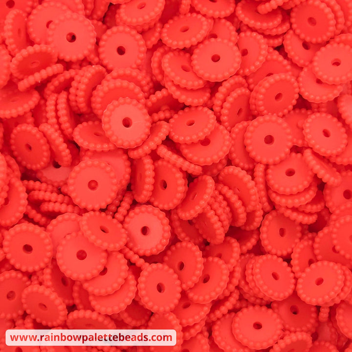 12mm Coral Red Thin Dots Silicone Spacer Beads (multipack) Beads