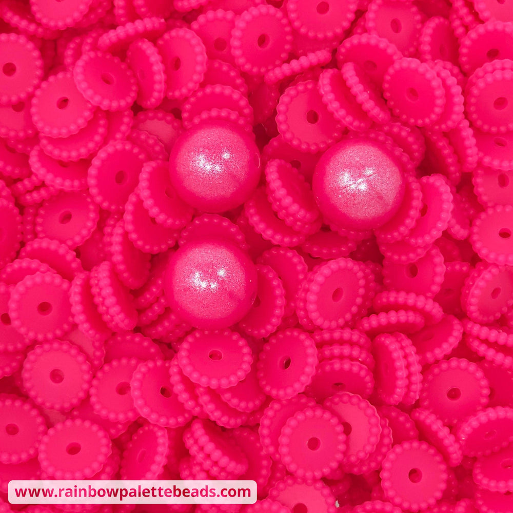 12mm Fuchsia Thin Dots Silicone Spacer Beads (multipack) Beads