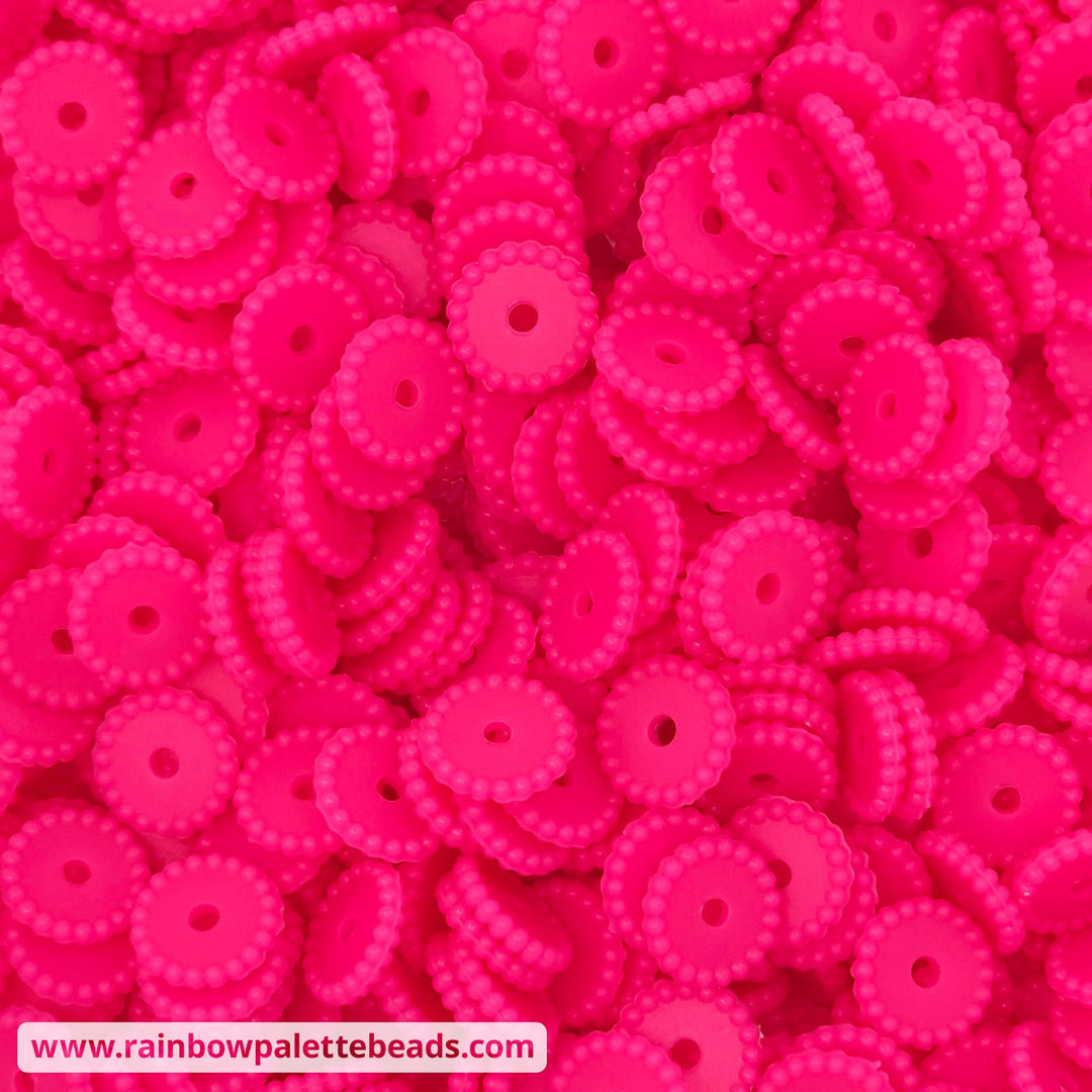 12mm Fuchsia Thin Dots Silicone Spacer Beads (multipack) Beads