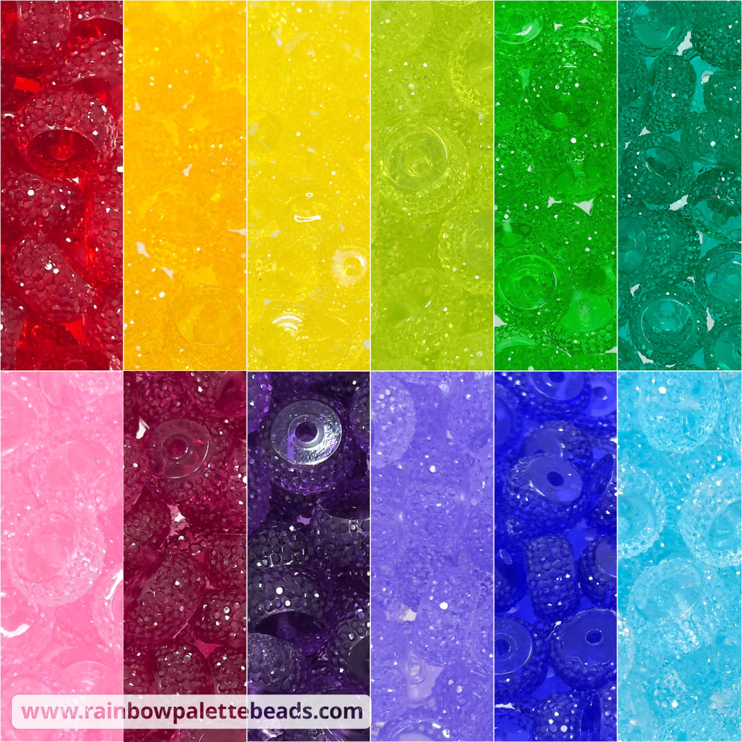 12mm Full Rainbow Jelly Abacus Acrylic Spacer Beads (60 Beads)