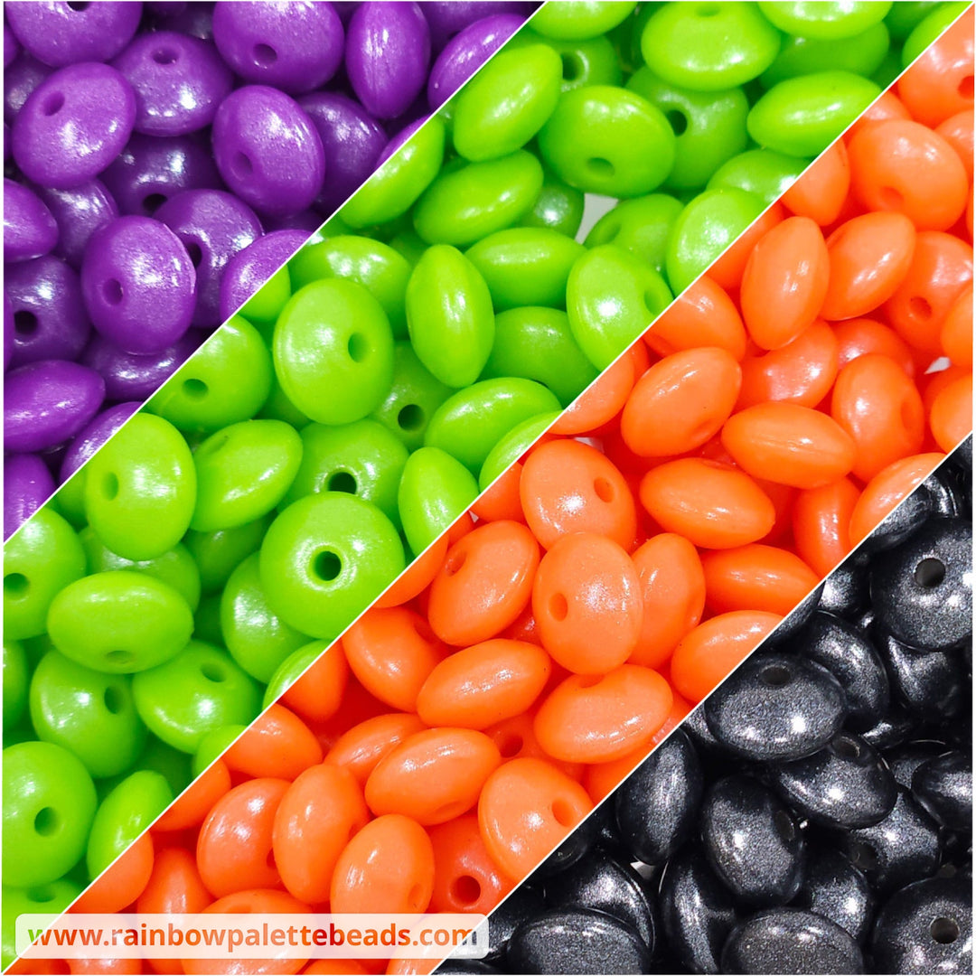 * 12mm Halloween Shimmer Pearl Lentil Spacer Silicone Bead Mix (40 beads) Beads