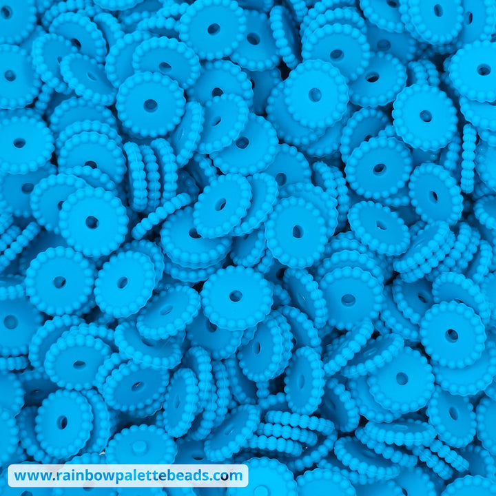 12mm Lagoon Blue Thin Dots Silicone Spacer Beads (multipack) Beads