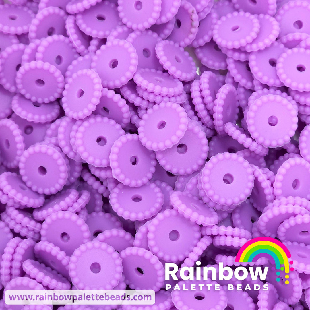 12mm Lavender Thin Dots Silicone Spacer Beads (multipack) Beads