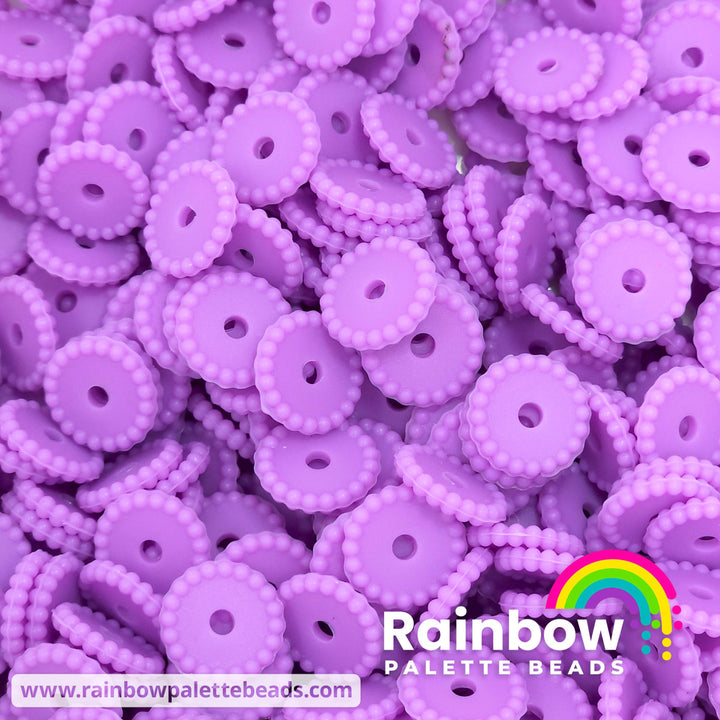 12mm Lavender Thin Dots Silicone Spacer Beads (multipack) Beads