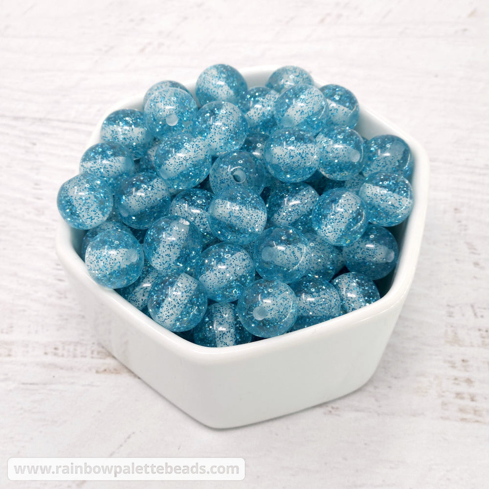 12mm Light Aqua Blue Glitter Acrylic Beads Beads
