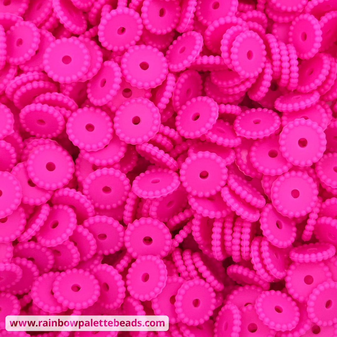 12mm Lighter Magenta Thin Dots Silicone Spacer Beads (multipack) Beads