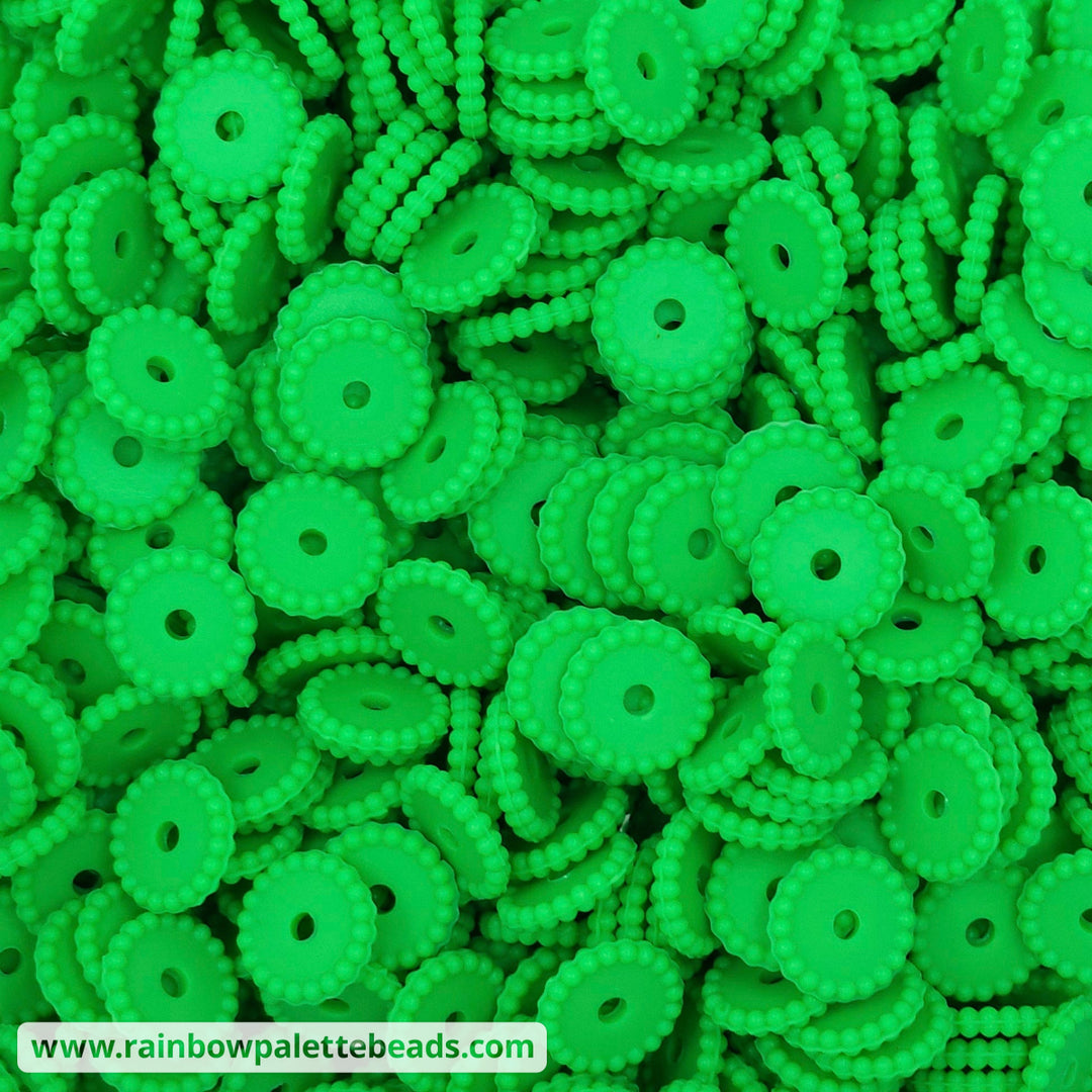 12mm Lush Summer Greenery Thin Dots Silicone Spacer Beads (multipack) Beads