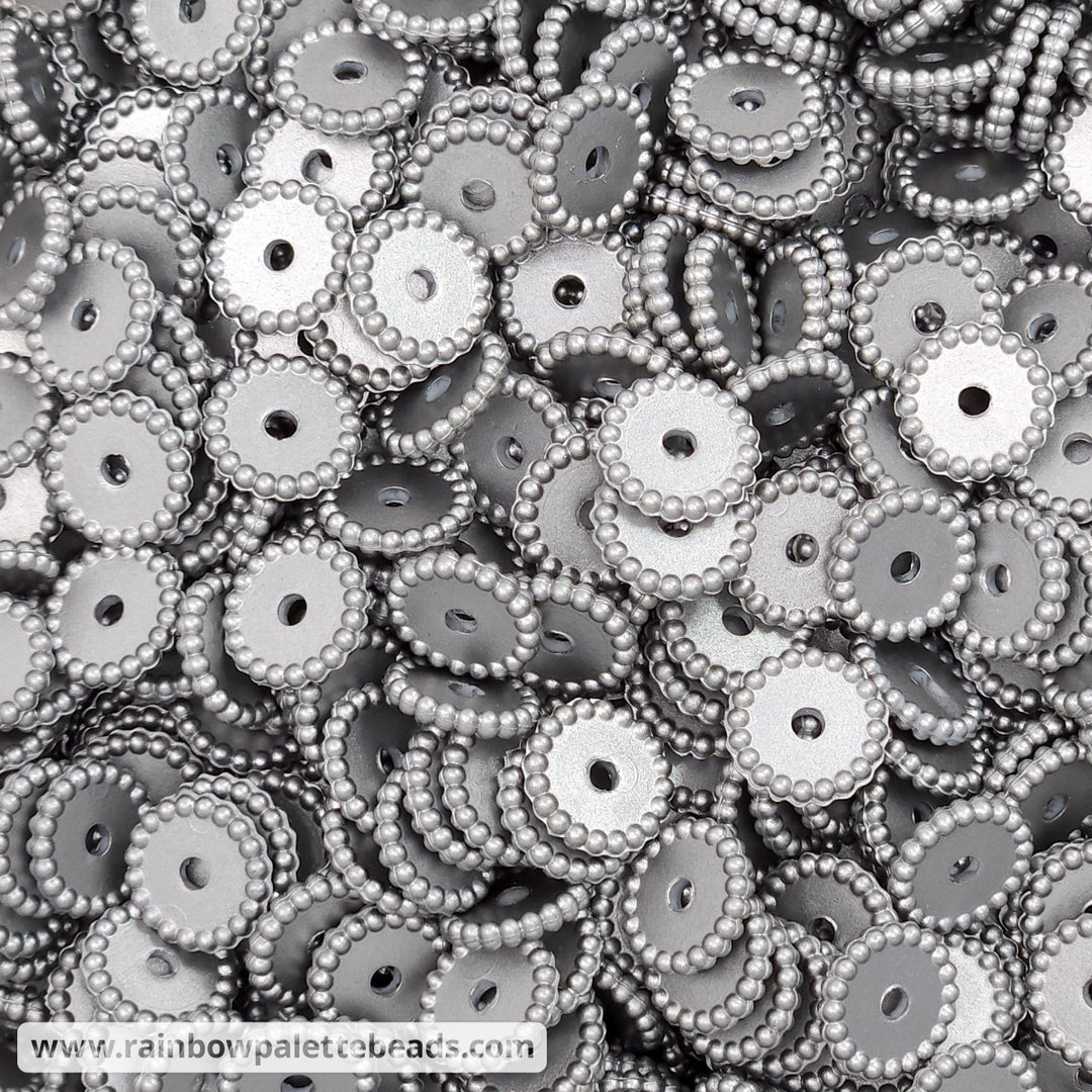 12mm Metallic Chrome Pearl Thin Dots Silicone Spacer Beads (multipack) Beads