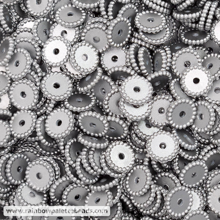 12mm Metallic Chrome Pearl Thin Dots Silicone Spacer Beads (multipack) Beads