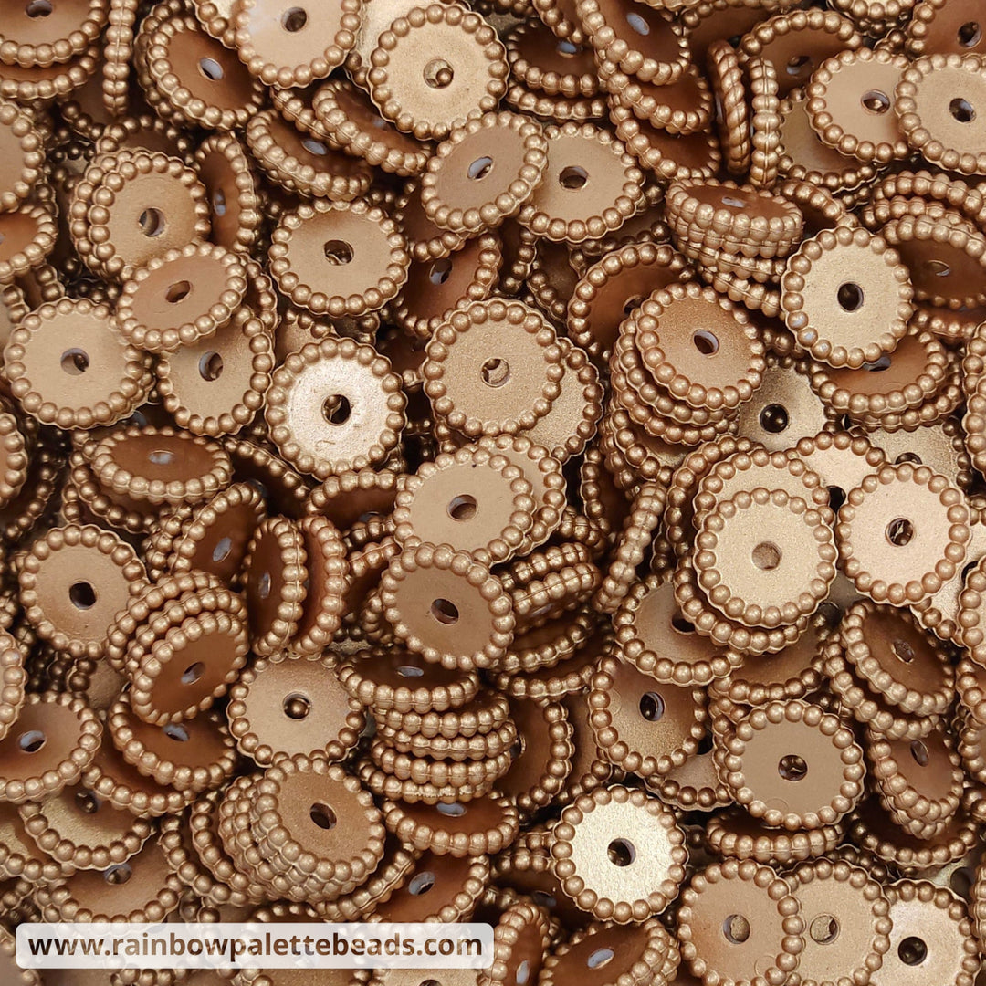 12mm Metallic Copper Pearl Thin Dots Silicone Spacer Beads (multipack) Beads