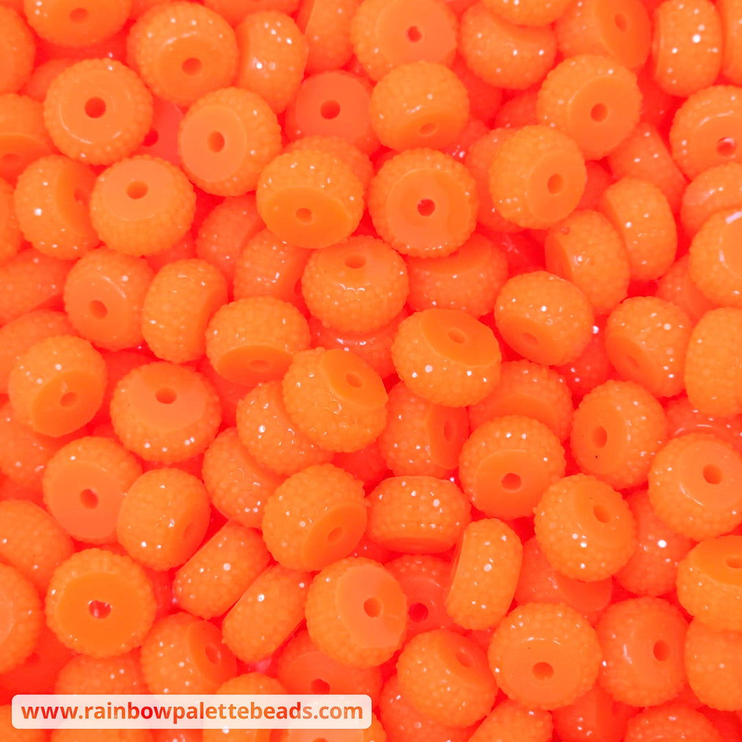 12mm Neon Orange Abacus Acrylic Spacer Beads (20 Beads)
