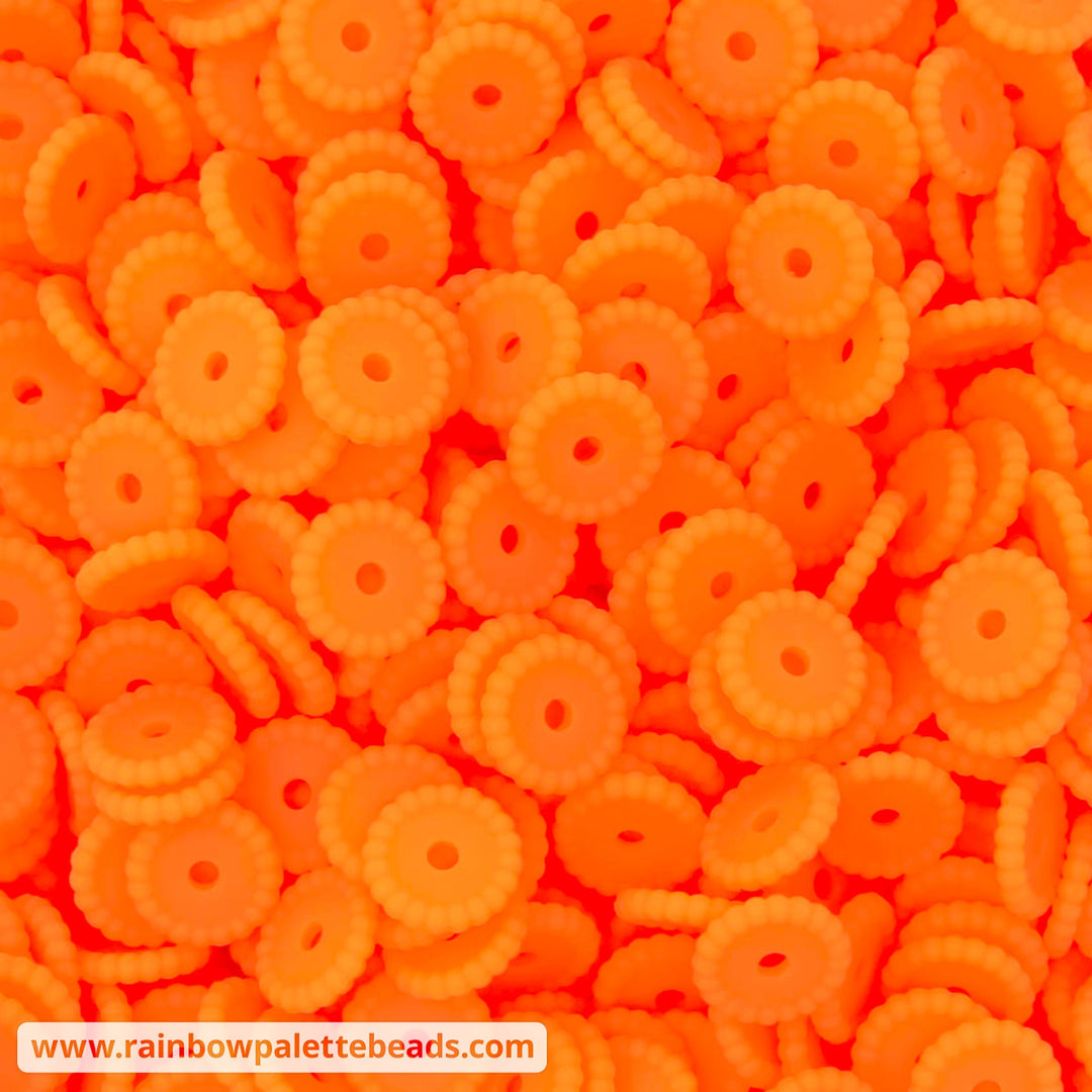 12mm Neon Orange Thin Dots Silicone Spacer Beads (10 Beads) - 10 Beads - Beads
