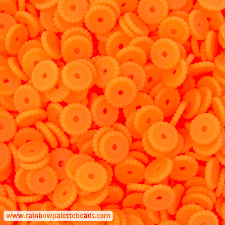 12mm Neon Orange Thin Dots Silicone Spacer Beads (10 Beads) - 10 Beads - Beads