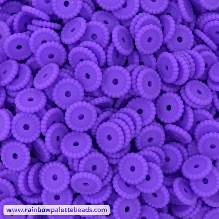 12mm Neon Purple Thin Dots Silicone Spacer Beads (10 Beads) - 10 Beads - Beads