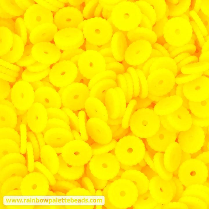 12mm Neon Yellow Thin Dots Silicone Spacer Beads (10 Beads) - 10 Beads - Beads
