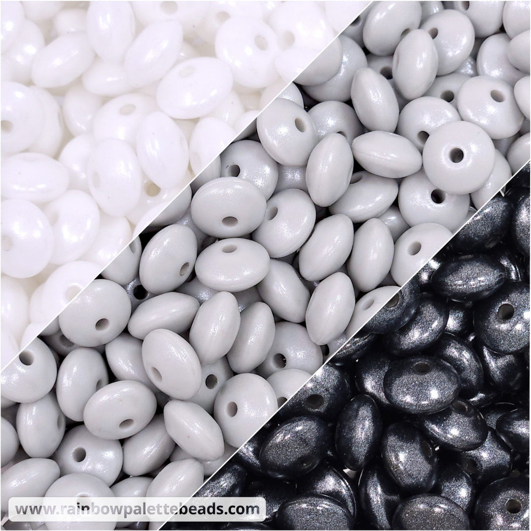 * 12mm Neutrals Shimmer Pearl Lentil Spacer Silicone Bead Mix (30 beads) Beads