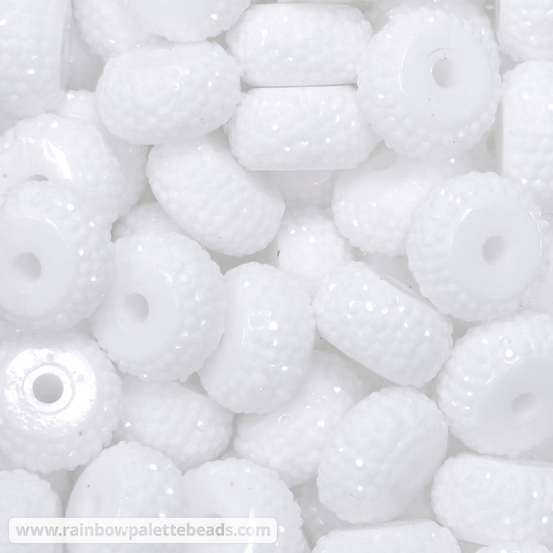 12mm Opaque White Abacus Acrylic Spacer Beads (20 Beads)