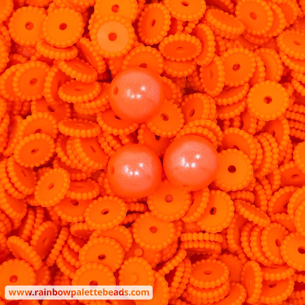 12mm Orange Thin Dots Silicone Spacer Beads (multipack) Beads