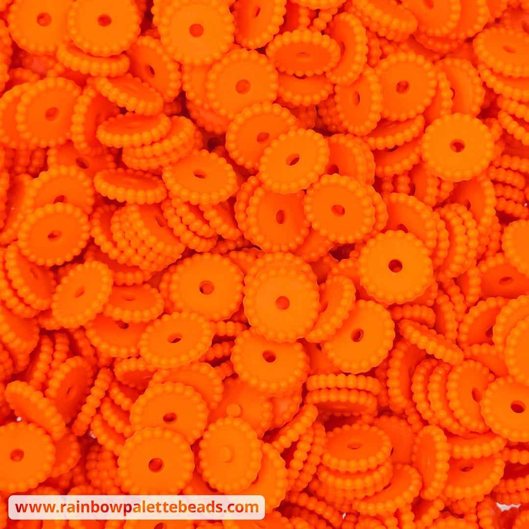 12mm Orange Thin Dots Silicone Spacer Beads (multipack) Beads