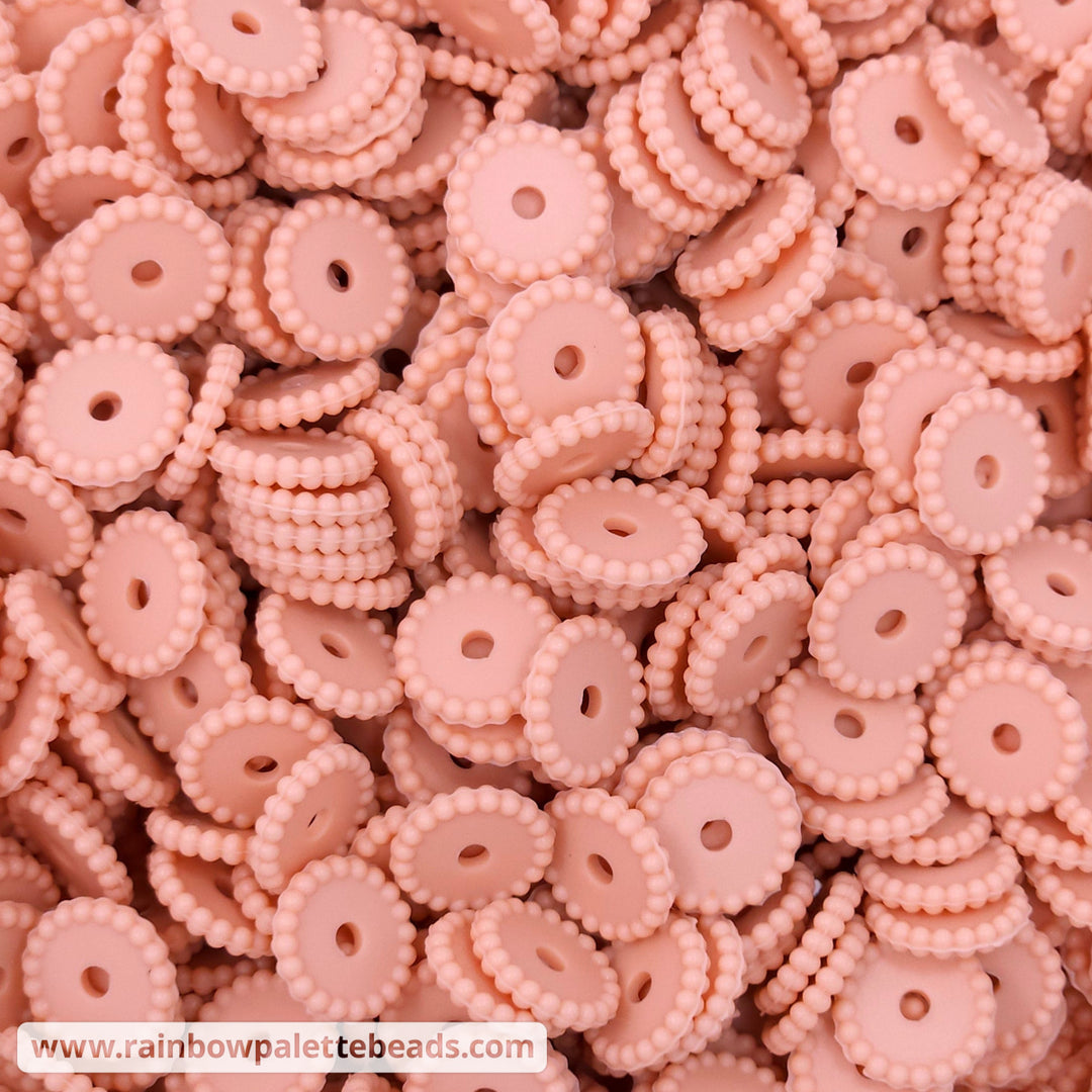 12mm Peach Thin Dots Silicone Spacer Beads (multipack) Beads