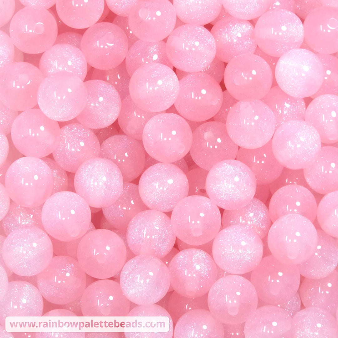 12mm Pink Glitter Shimmer Acrylic Bead Mix (10 beads) - Beads