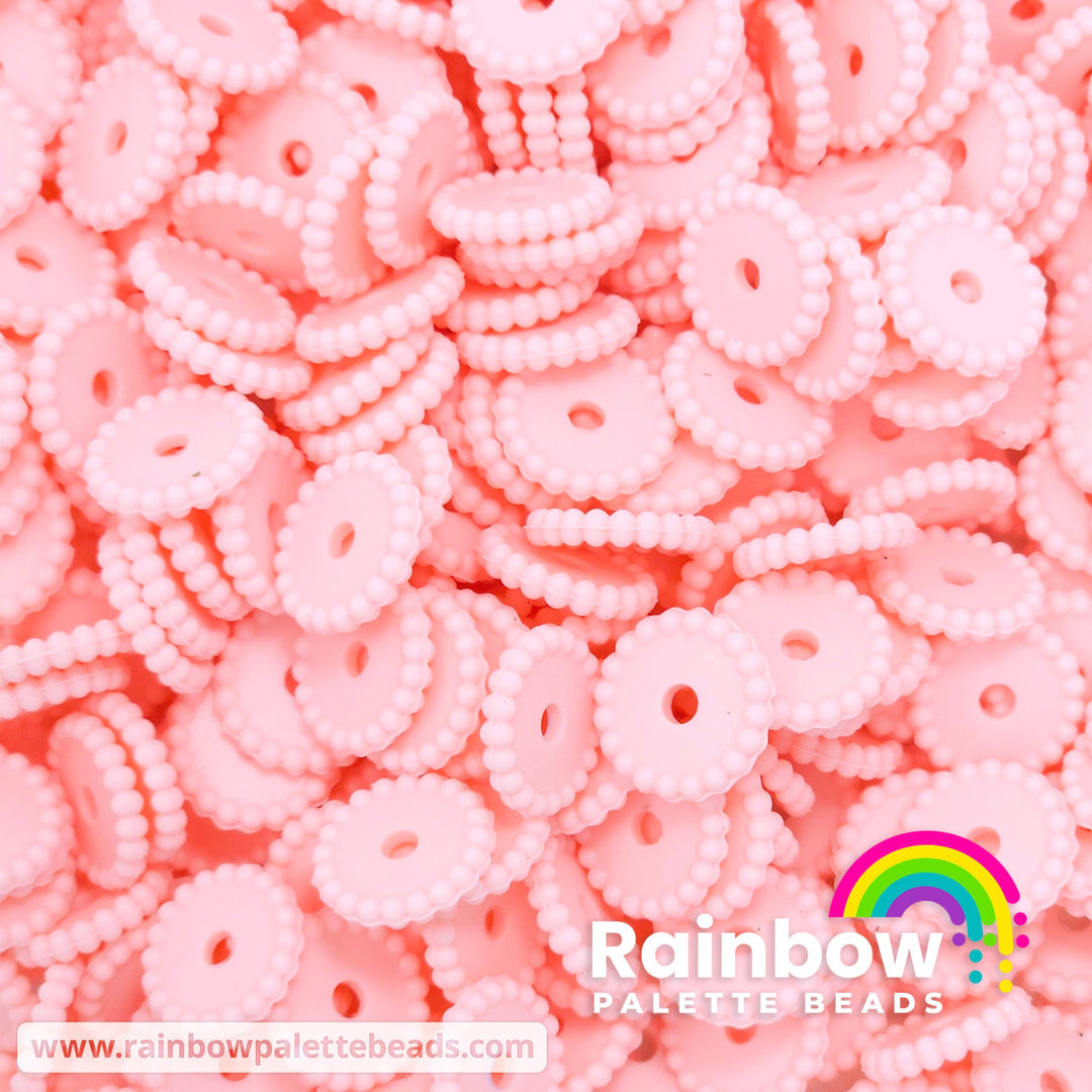 12mm Pink Quartz Thin Dots Silicone Spacer Beads (multipack) Beads