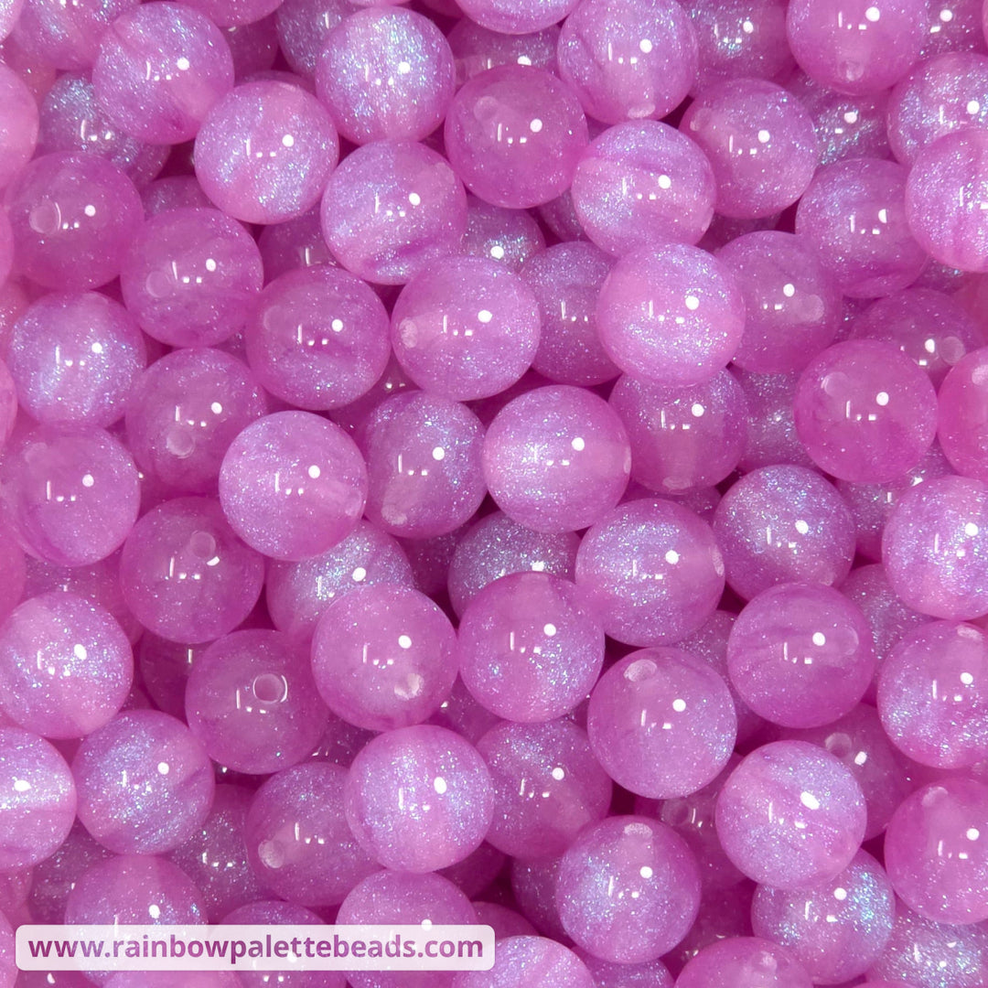 12mm Pinky-Purple Glitter Shimmer Acrylic Bead Mix (10 beads) - Beads