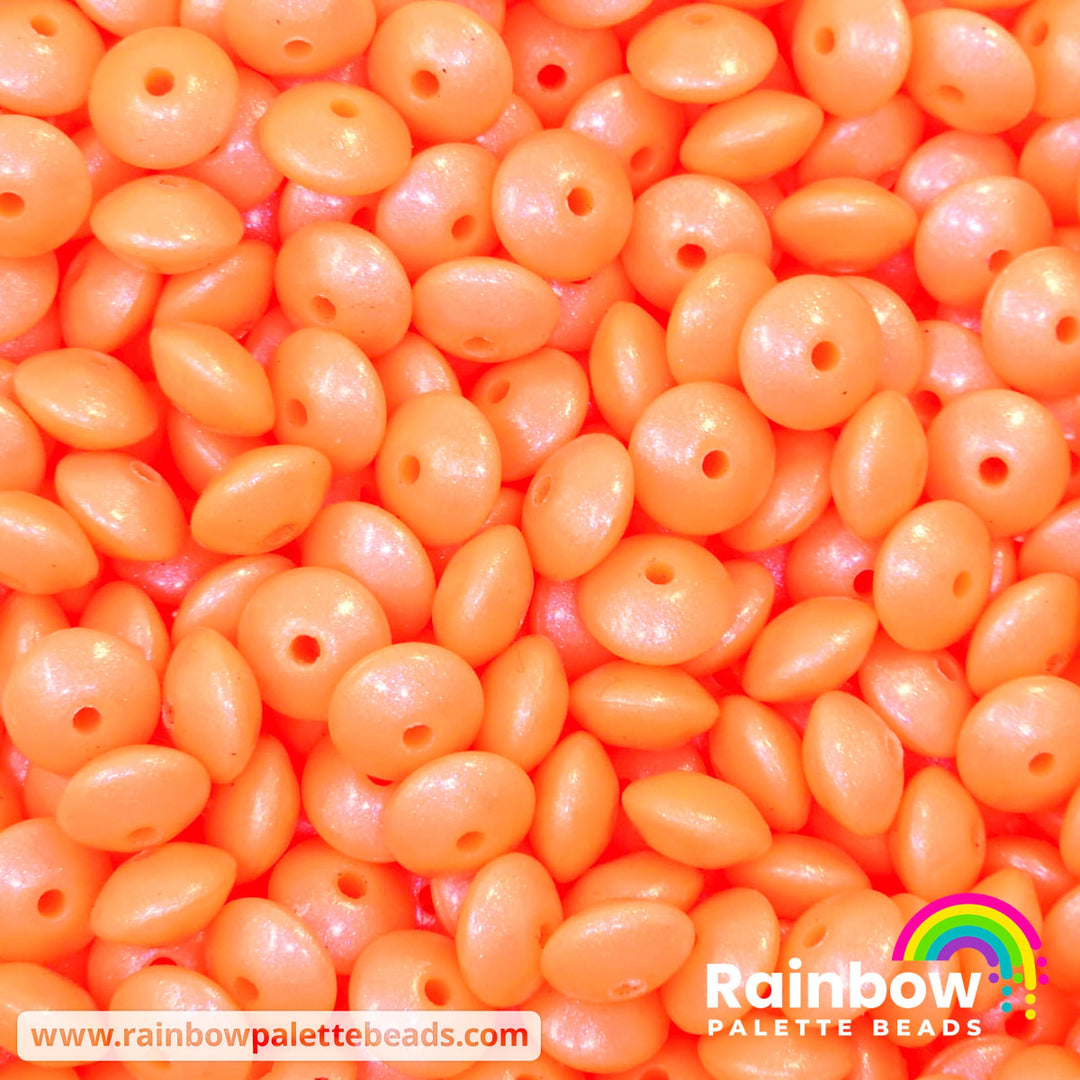 * 12mm Premium Neon Orange Opal Silicone Lentil Beads (5 beads) Beads