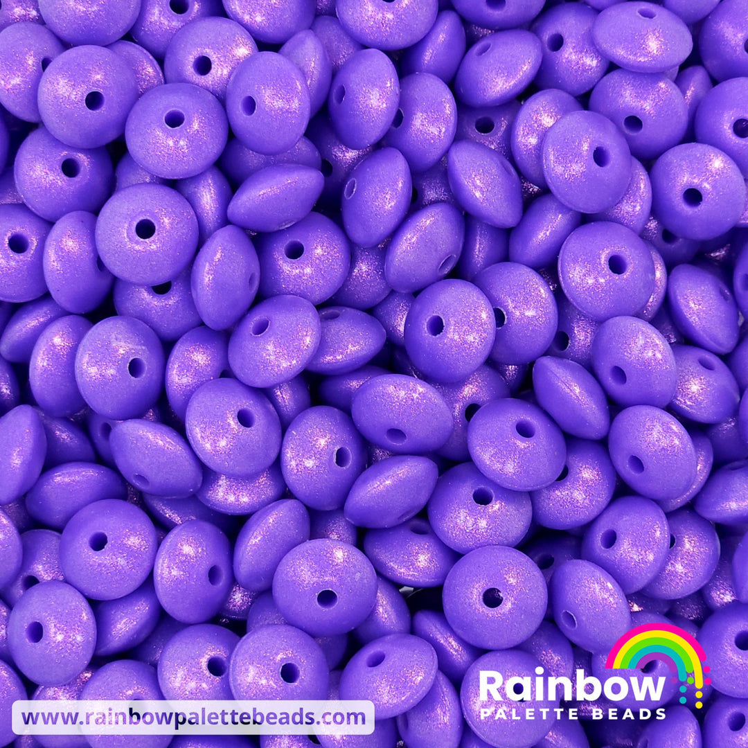 * 12mm Premium Neon Purple Opal Silicone Lentil Beads (5 beads) Beads