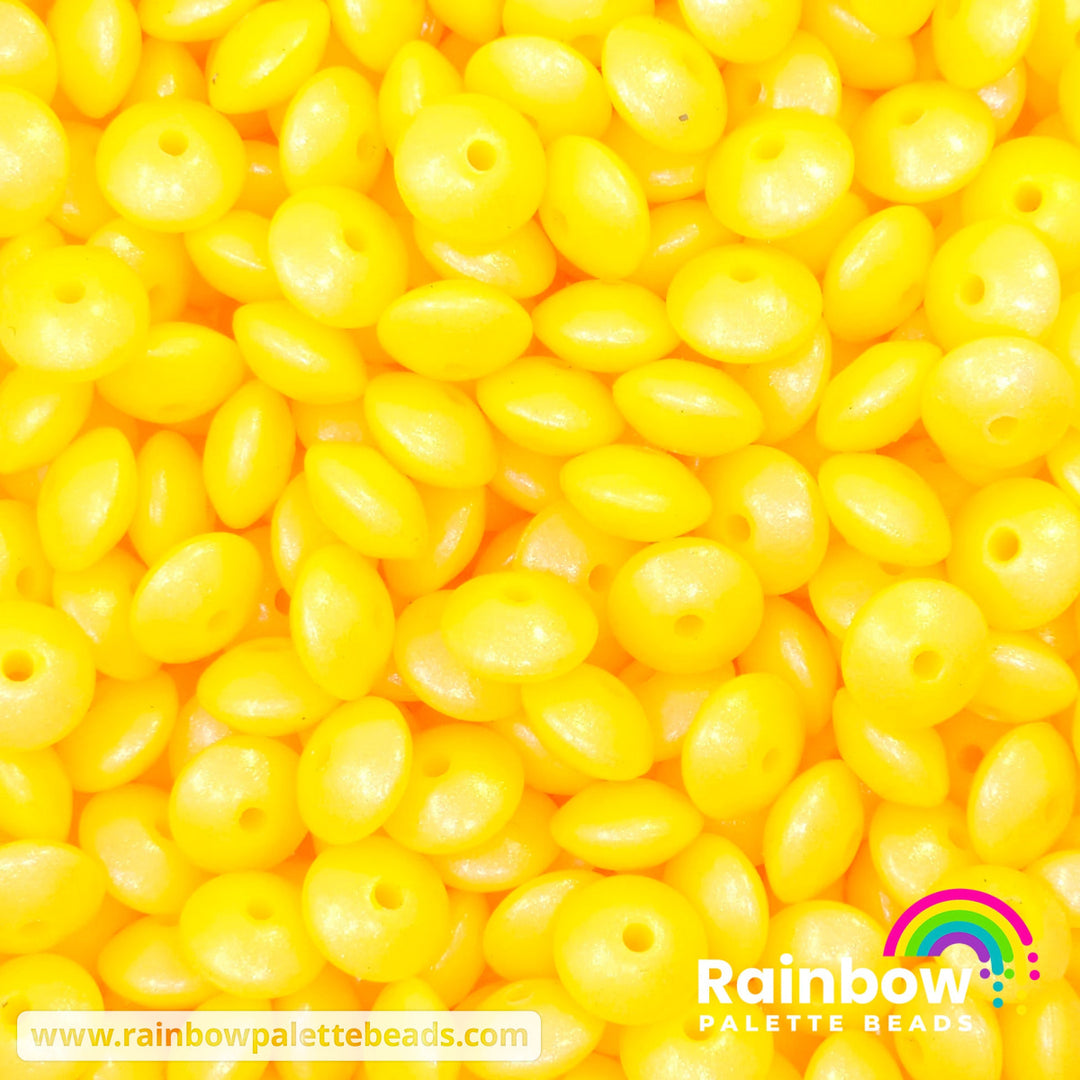 * 12mm Premium Neon Yellow Opal Silicone Lentil Beads (5 beads) Beads