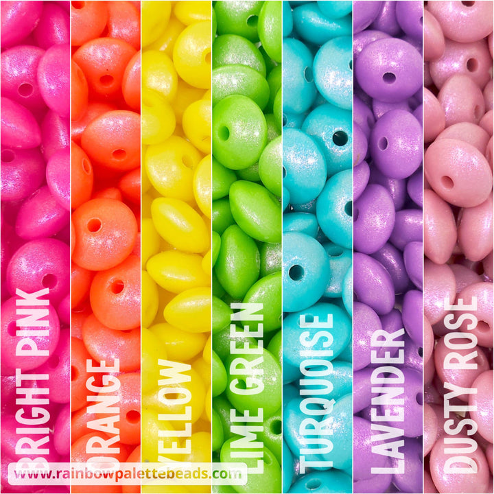 * 12mm Premium Rainbow Opal Lentil Spacer Silicone Bead Mix (35 beads) Beads