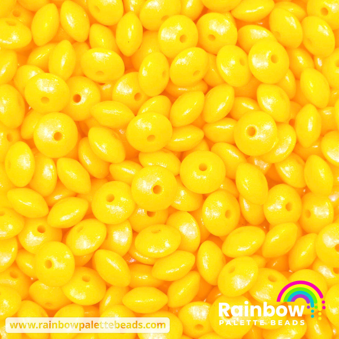 * 12mm Premium Yellow-Gold Opal Silicone Lentil Beads (5 beads) Beads